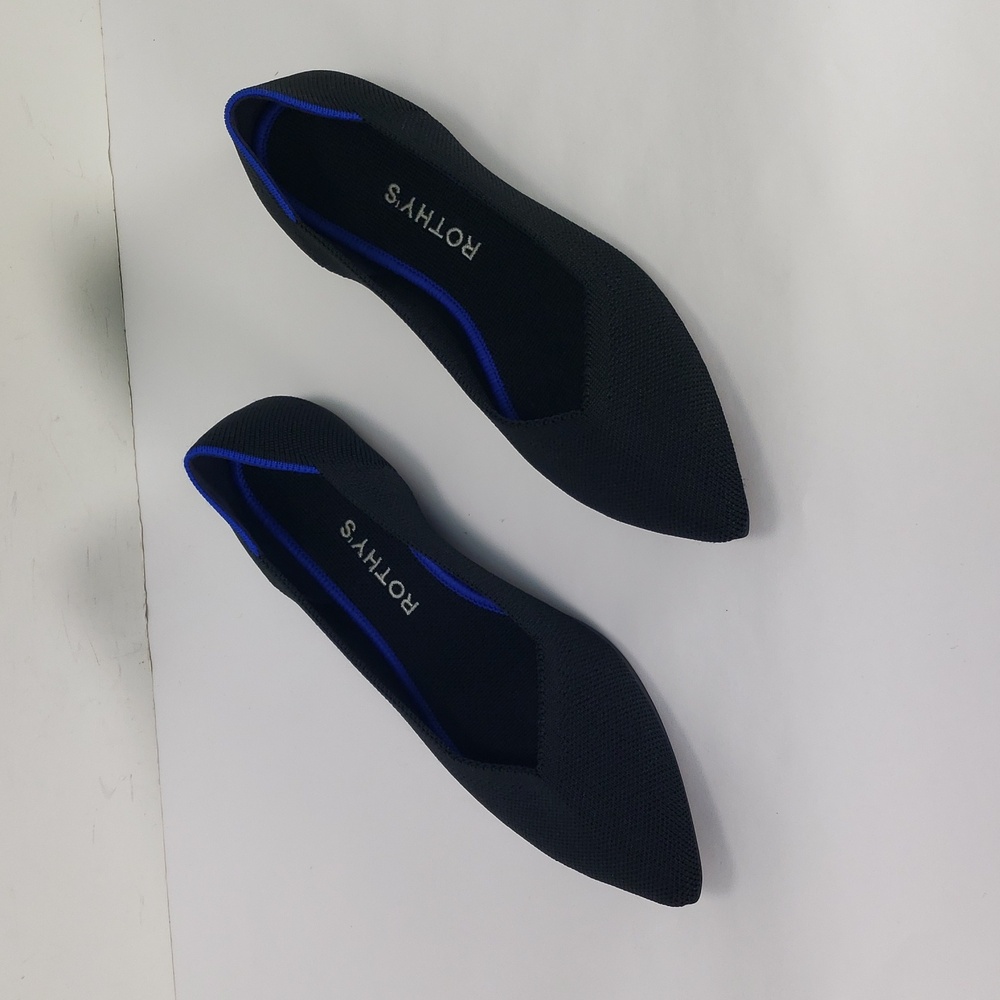 ROTHY'S THE POINT BLACK SOLID KNIT BALLET FLATS SHOES WOMEN'S 8